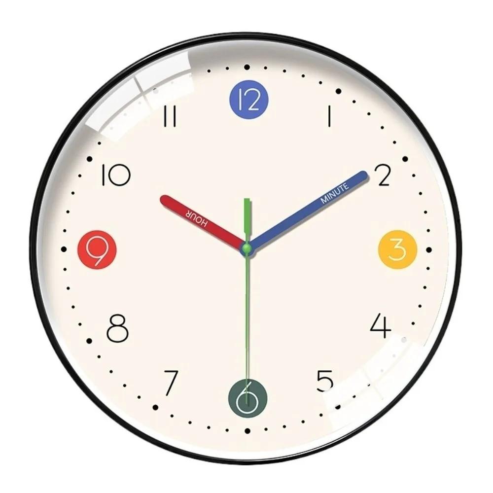Colorful Early Education Wall Clock Round Digital Pattern Electronic Color Clock Minimalist Mute Learning Wall Hanging Clock