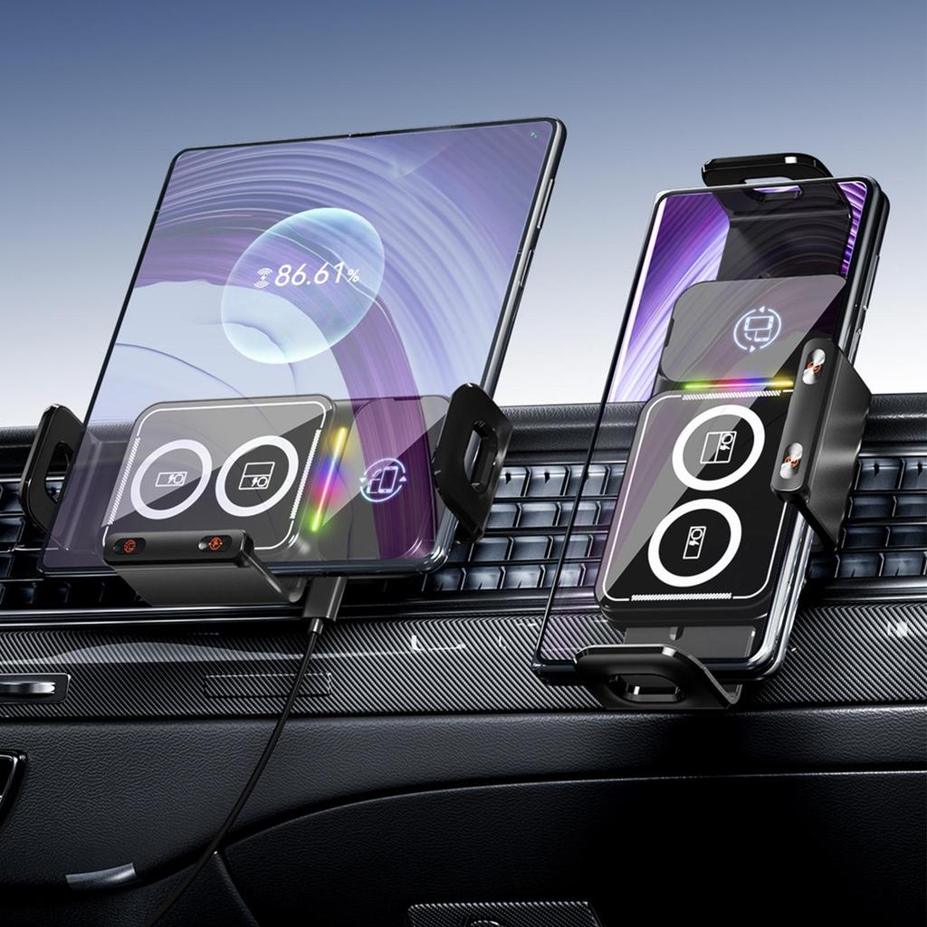 Car Wireless Charger Mount Rotating Air Vent Automobile Cradles Auto Clamping Car Phone Holder For Music Control Video Streaming