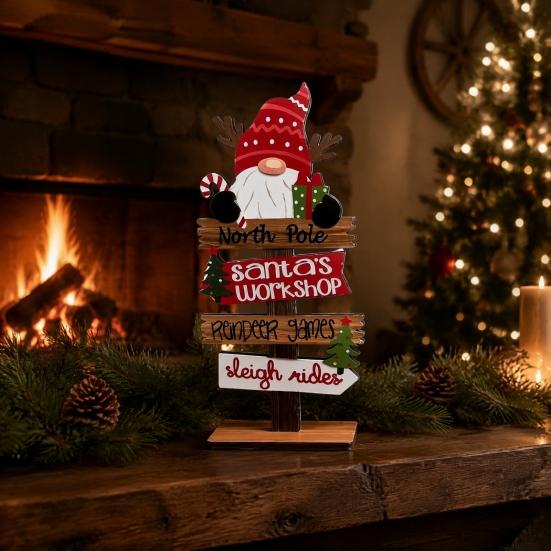 Wooden Holiday Signs for Home Christmas Table Decoration, Rustic Tabletop Sign, Vintage Farmhouse Decorative Tiered Tray Decor Desktop Plaque