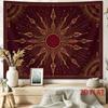 1pc Tapestry Mystical Sun Deity Symbol Decorative Tapestry, Intricate Golden Rays And Celestial Motifs on Deep Burgundy Background, Perfect for Spirit