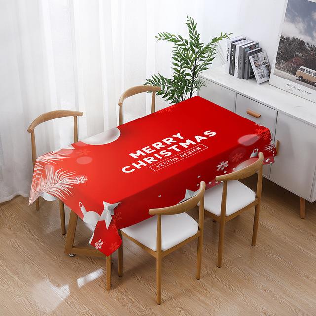 Christmas Tablecloths Holiday Decorations Santa Claus Printed Home Kitchen Table Stain -Resistant Tablecloths  Year Gifts