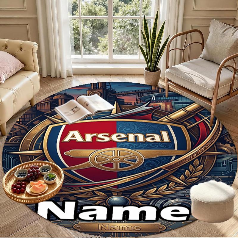 Custom Name Personalized Arsenal F.C Print Round Rug, Versatile Home Decor Carpet, for Playroom, Apartment, Balcony, Entryway, Hallway Gift