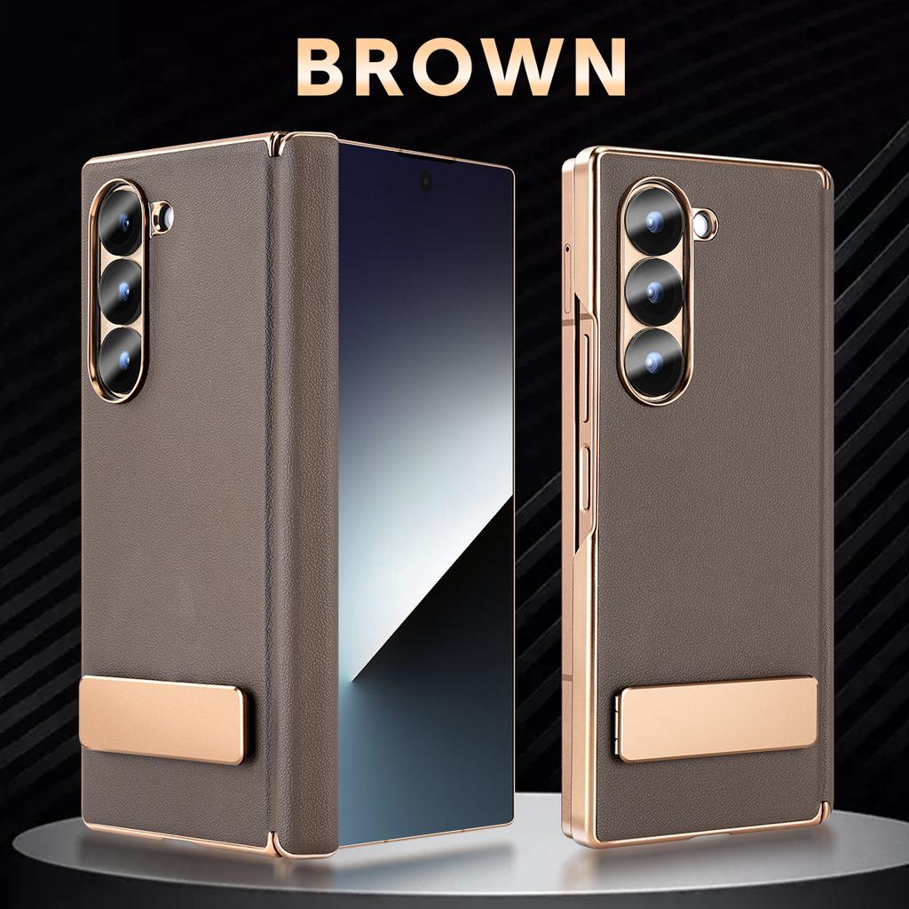 For Samsung Galaxy Z Fold 7 Case High-end Leather Auto-Rebound Magnetic Hinge Protection Moisture Proof Plated Fine Grip Cover