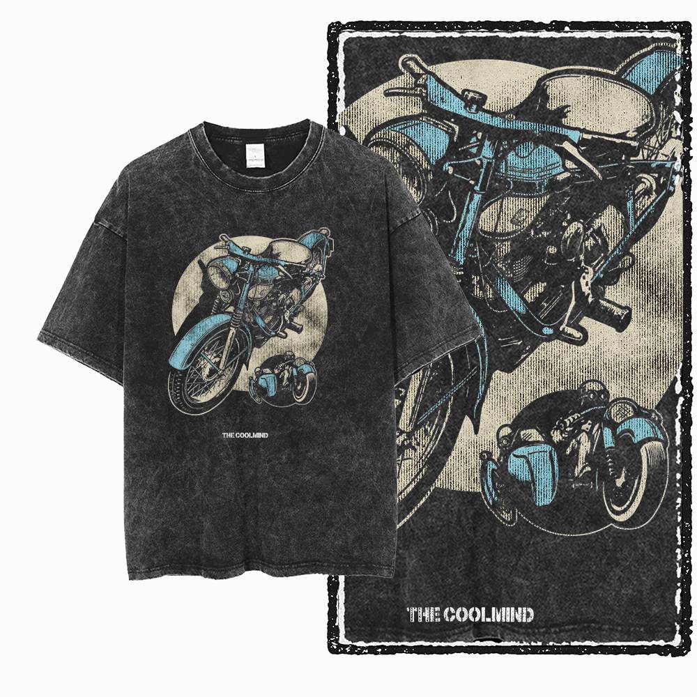 Mens Motorcycle TShirt Rider Motorbike Graphic Print Cotton Washed Distressed Men Tshirt Black Big Size Cotton Tee Shirt G S