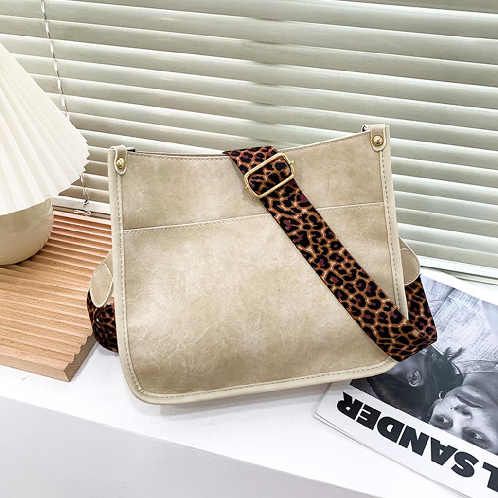 Vintage Marble Print Crossbody Bag for Women Lightweight Large Capacity PU shoulder bag with Leopard Strap for Daily Use