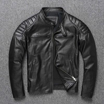 Vintage Motorcycle Jackets Men Leather Jacket 100% Genuine Cowhide Coat Male Biker Clothing Autumn Asian Size S-6XL