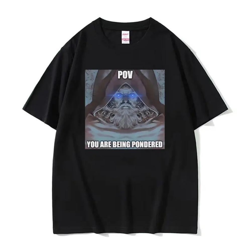 Schattenmagier Lustiges T-Shirt Hodenverdrehung Meme Grafik T-Shirt Männer Frauen Retro Gothic Übergroßes Kurzarm-T-Shirt Tops