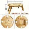 Wooden Outdoor Folding Picnic Table 2 In 1 With Glass Cup Holder Portable Round Fruit Picnic Plate Foldable Desk For Beach Garde
