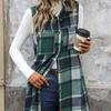 Women's Fashion Trend Vests for Autumn and Winter Contrasting Stripes Checkered Button Up Sleeveless Cardigans