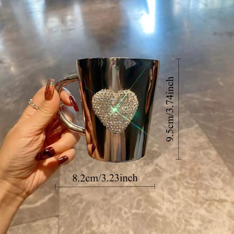 High-value Stainless Steel Light Luxury Diamond-inlay Love Water Cup Home Office Drinking Cup
