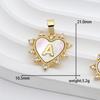 Gold Plated Copper Love Heart Pendant Necklace with Shell and 26 Letters.