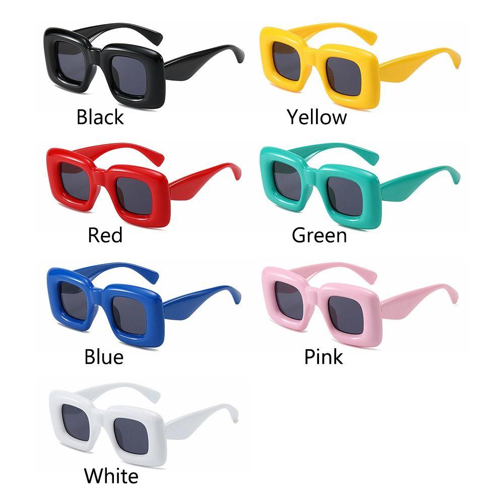 UV400 Bonbonfarbe Quadratische Sonnenbrille Rot Gelb Damen Shades Y2K Sonnenbrille Trendiges Einzigartiges Design