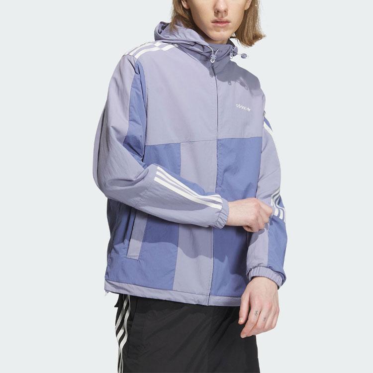 Adidas Originals Classic 3-Stripes Color Block Zip Jacket Unisex Jackets Grey Purple IU4820