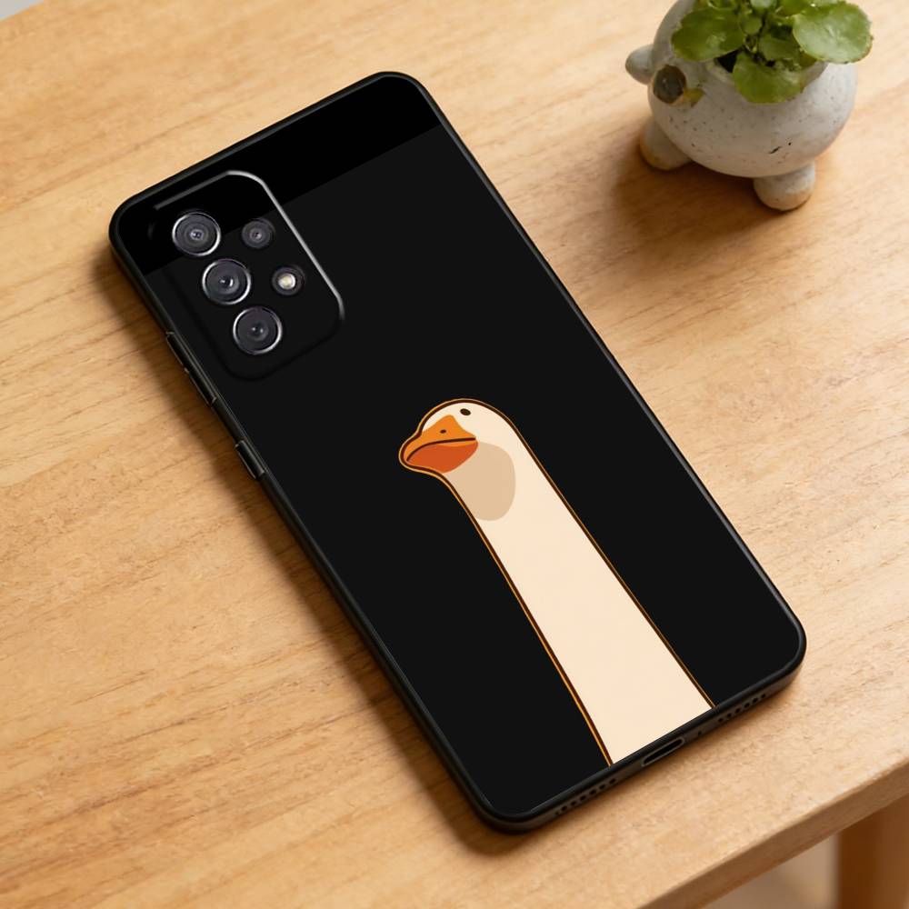 Cartoon Cute Goose Phone Case For Samsung Galaxy A73,21,22,32,71,53,52,51,80,5G Soft Black Cover