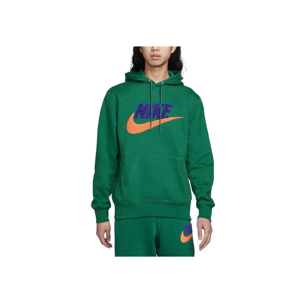 Nike Club Fleece Logo Print Hoodie With Fleece Lining Men Hoodie Peacock-Green FN3105-365