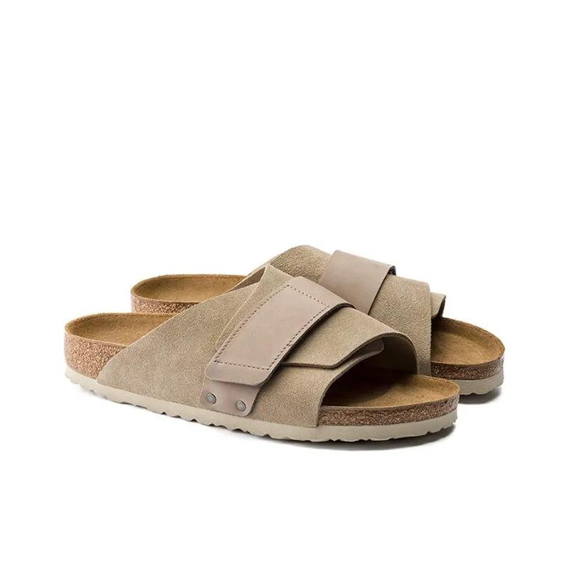 Birkenstock Kyoto Unisex Comfortable Rubber Sole Antibacterial Non-slip Slide Sandals Brown 1015573 40