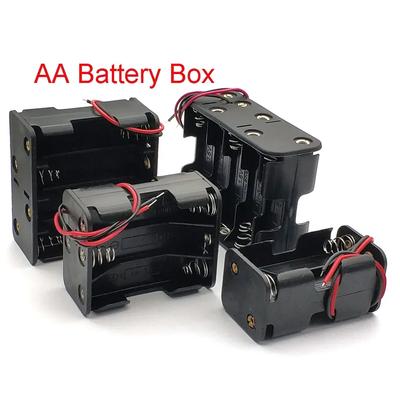 Schwarzer Kunststoff 4X 6X 8X 10X AA Batterie Aufbewahrungsbox AA Rücken an Rücken Halter Behälter AA Batterie Aufbewahrungsbox Gehäuse Drahtanschlussstift