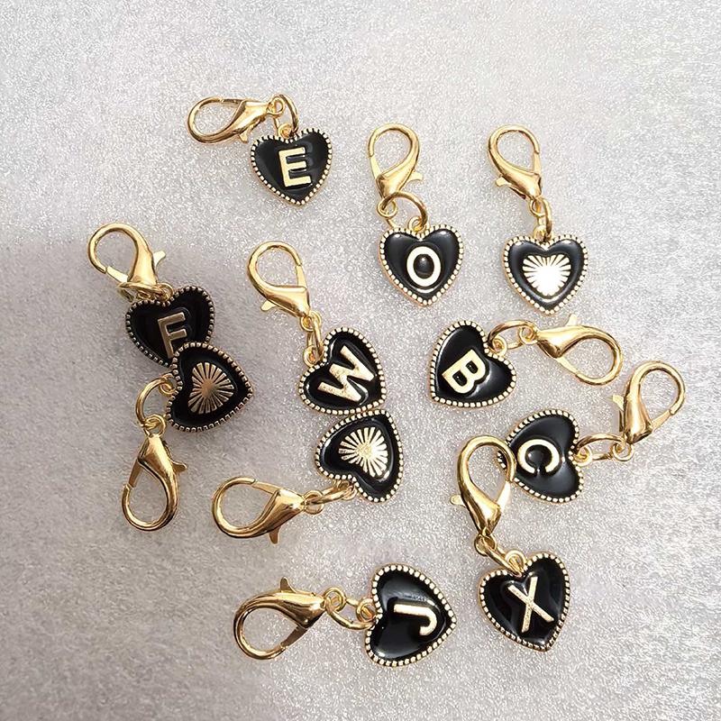 1PC Love Keychain Creativity Heart Shaped Design DIY Party Metal Gift 26 English Letters Keychain Marker Lobster Buckle