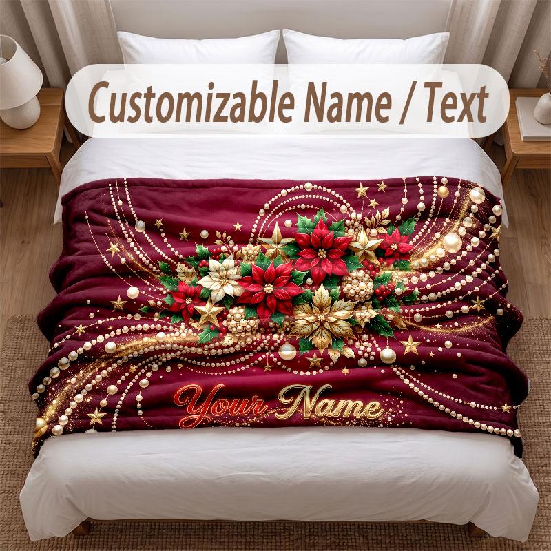 Floral Garden Theme Soft Blanket Personalized Custom Name Text Print Warm Blanket Home Sofa Bedroom Decor