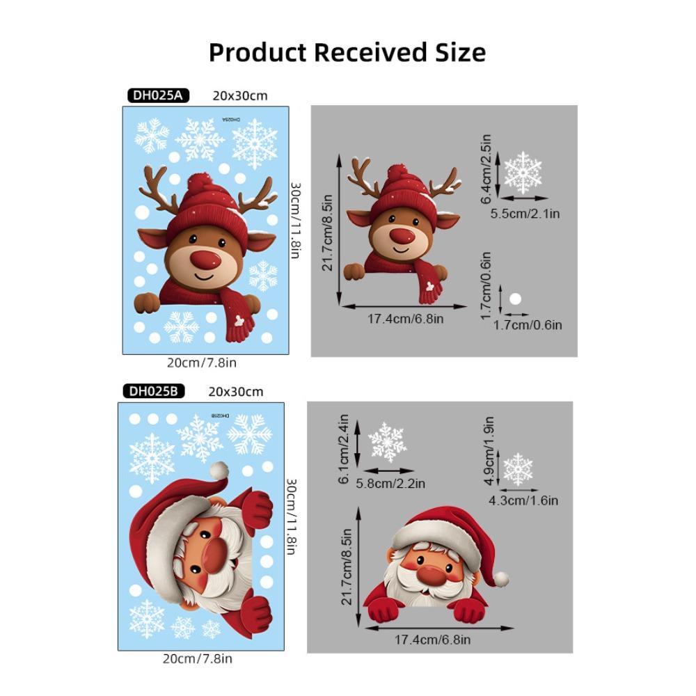 Cartoon Santa Claus Gift Wall Sticker Christmas Electrostatic Glass Windows Decor Decals Bedroom Home Decoration New Year Mural