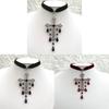 Geometric Gothic Cross Choker Necklace With Electroplated Alloy For Women
