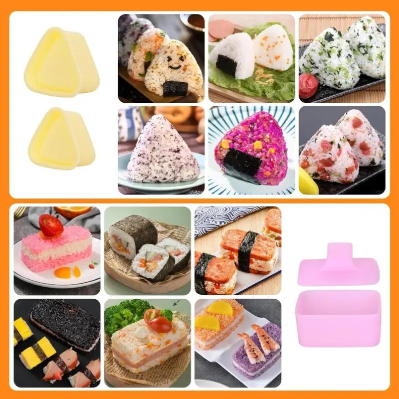 Onigiri Mold 6 Pack Musubi Press Mold Kit,2 Musubi Maker, 2 Rice Ladles, 2 Classic Triangle Rice Ball Mold Maker Sushi Mold