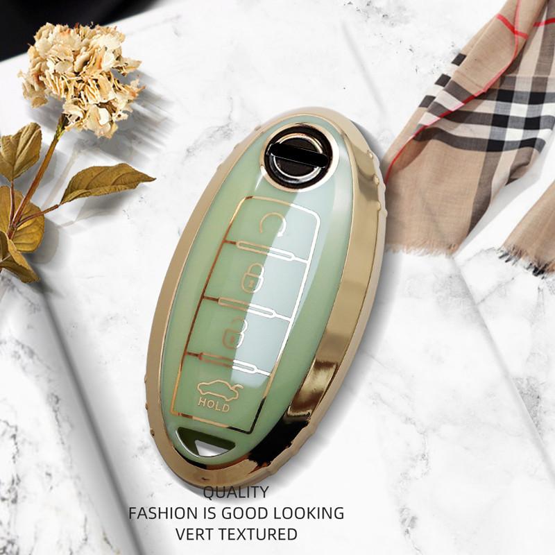 

Роскошный золотой чехол для дистанционного ключа автомобиля для Nissan Qashqai Juke J10 J11 X-Trail T32 T31 Kicks Tiida Pathfinder Murano 4BT C Only Key Case