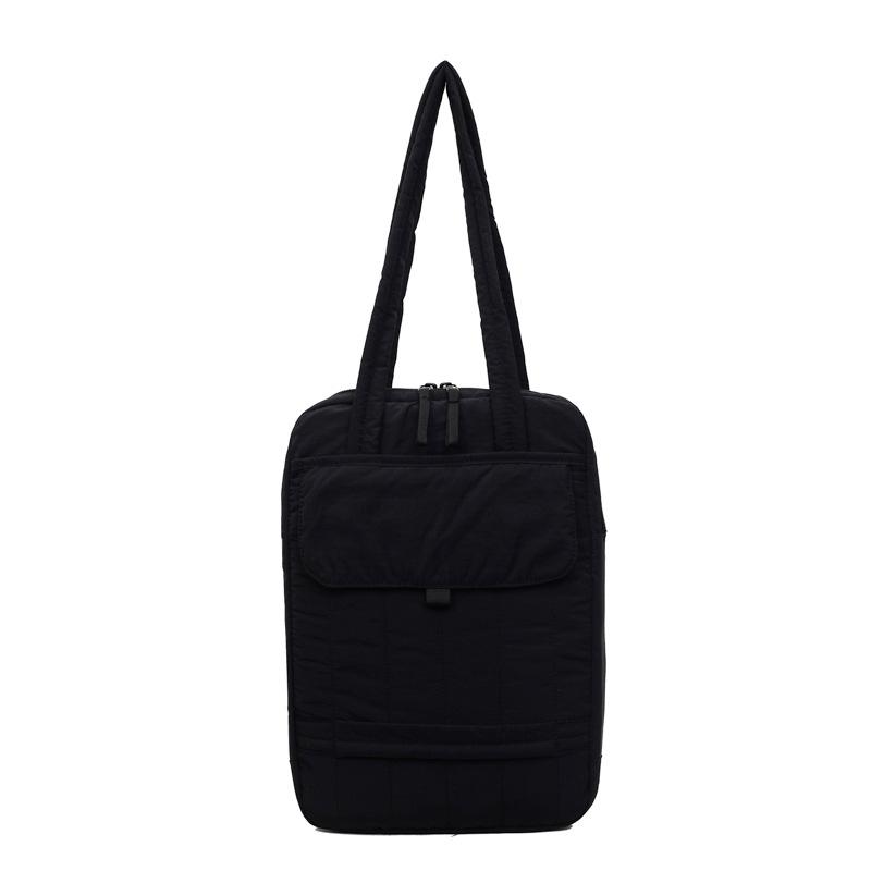 

Women Shoulder Bag Large Capacity Multi Compartment Lightweight Laptop Handle Bag for Work Simple Texture Travel Bag чёрный