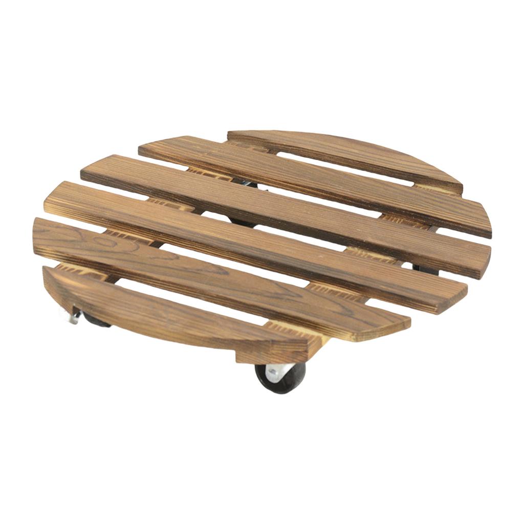 Rolling Wood Planter Potted Plant Stand with Wheels Flower Pots Rack Indoor Outdoor Planter Trolleys Rolling Tray Garden