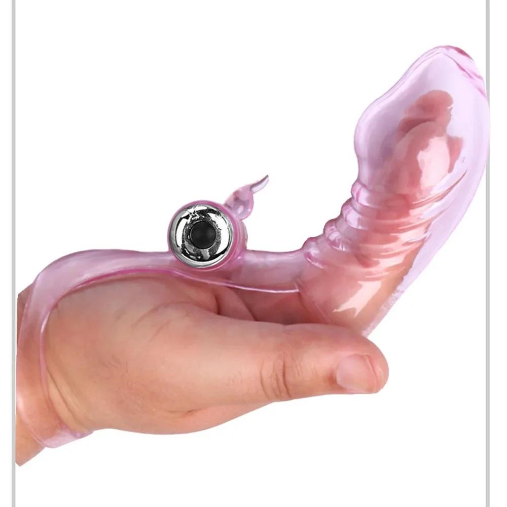 Triple Finger Vibrator Masturbation Clit GSpot Orgasm Massager Condom Dildo Rabbit Vibrating Stick Sex Toys for Women  Adult Toy