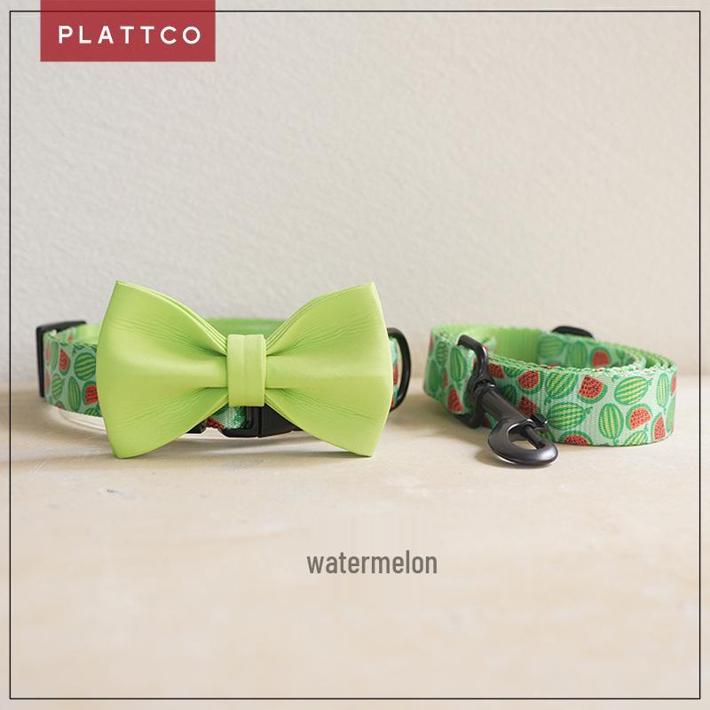 PLATTCO Dog Collar & Leash Set with Comfortable Fruit Print - PDC325 Extra Small