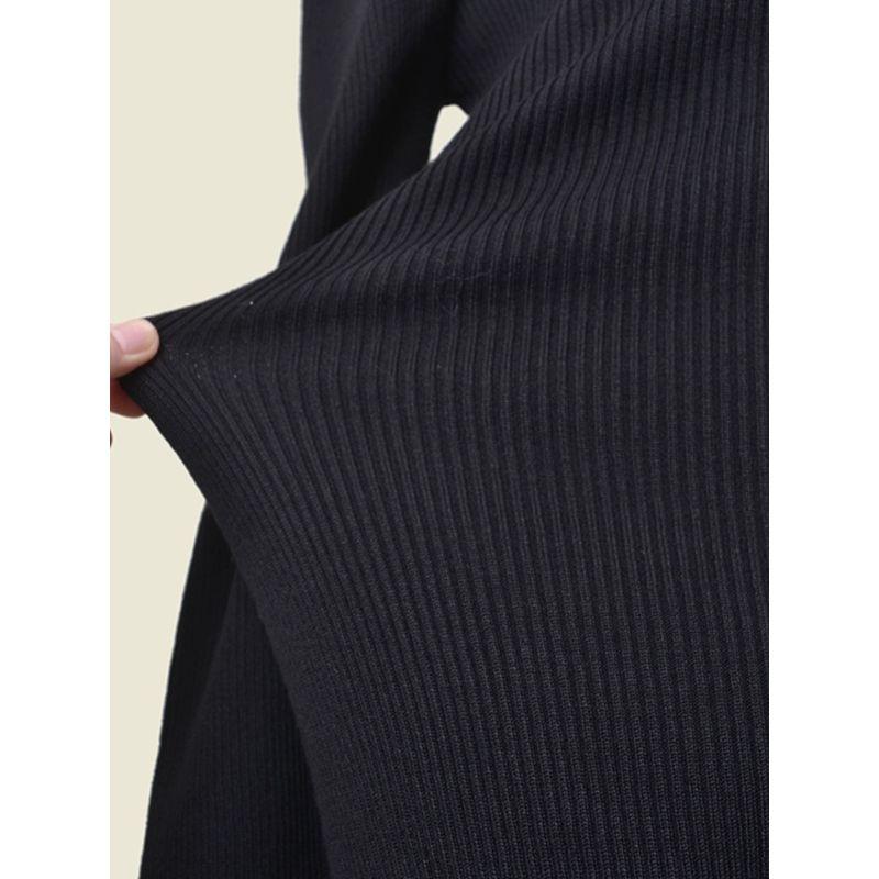 Daily Order Puff Sleeves Long Sleeves Bodycon Dress Fashion Wind Minimalist Small Stand-up Collar Slim Fit High Elastic Knitting Dress