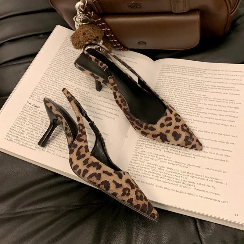 Hot Selling Summer New High-heeled Women's Sandals Fashionable Pointed Toe Sexy Stiletto Heels Leopard Print Women's High Heel
