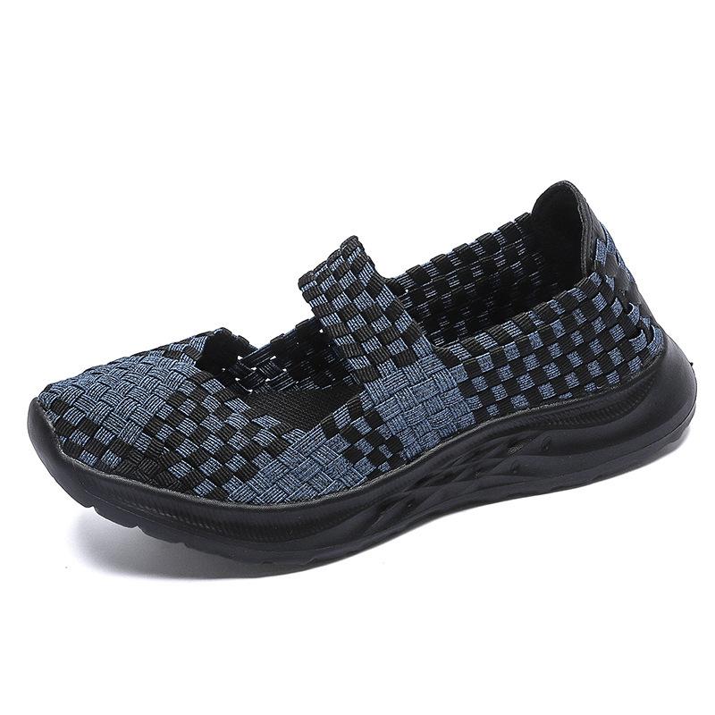 New cross-border large-size hand-woven casual breathable hollow single shoes ultra-light mesh flat shoes overshoes