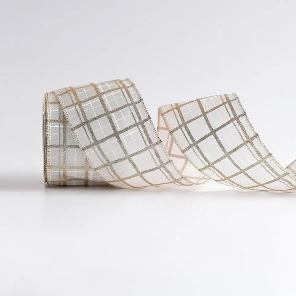 10 Yards Christmas Ribbons Imitation Hemp Material Champagne Gold Weave Ribbon Wired Edge Christmas Gift Packaging