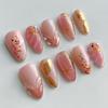 24 Stuks Kleurverloop Polka Dot Design Volledige Dekking Kunstnageltips Draagbare Amandel Valse Nagels Tomaat Ster Patroon Korte Press-on Nagels