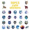 10/30/56PCS Cartoon Wolf Colored PVC Sticky Sticker Aesthetic DIY Decoration Scrapbooking Hand Accounting Supplies