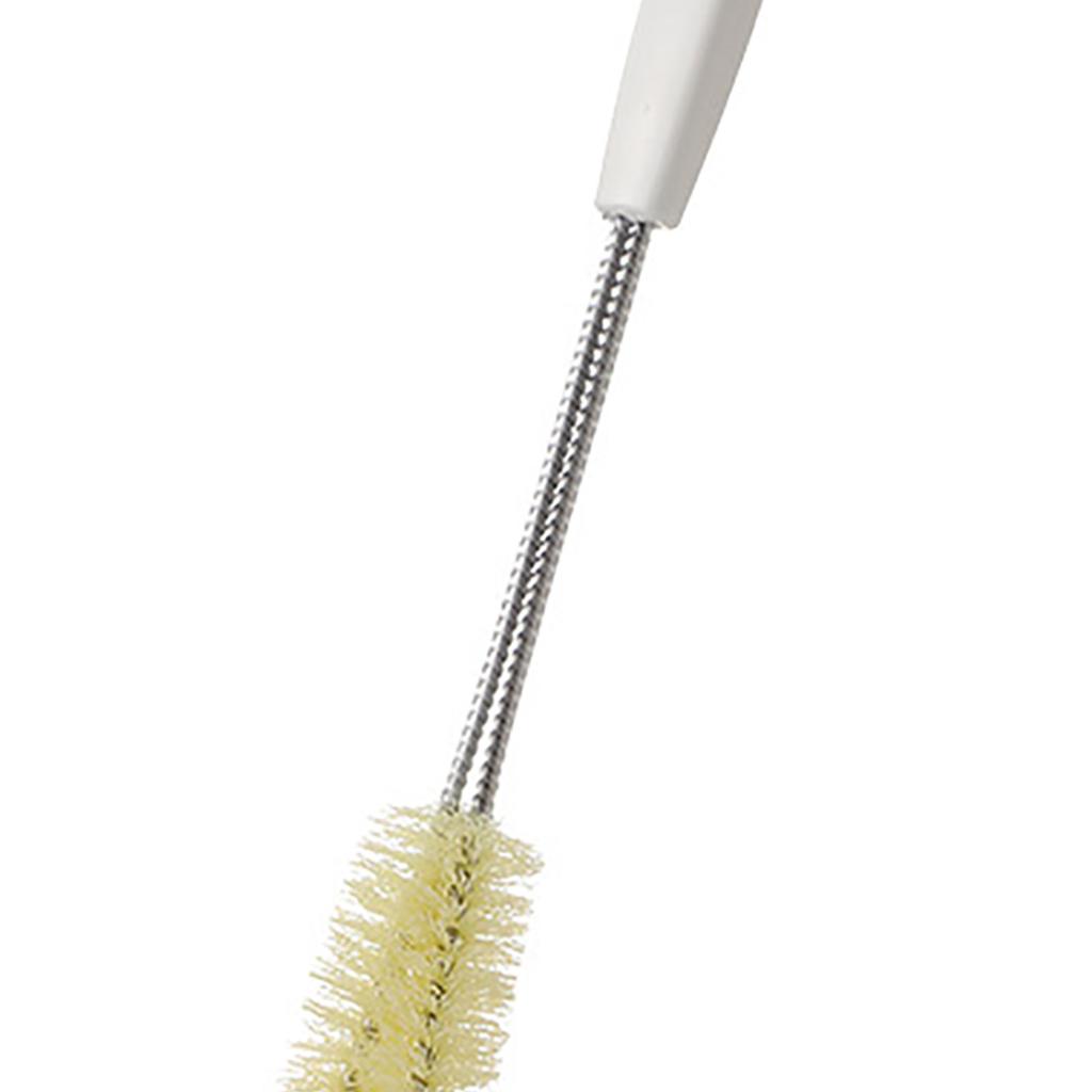 Curved Head Bottle Cleaning Brush Ergonomic Long Handle Stainless Steel Nylon Bottle Brush Cleaner