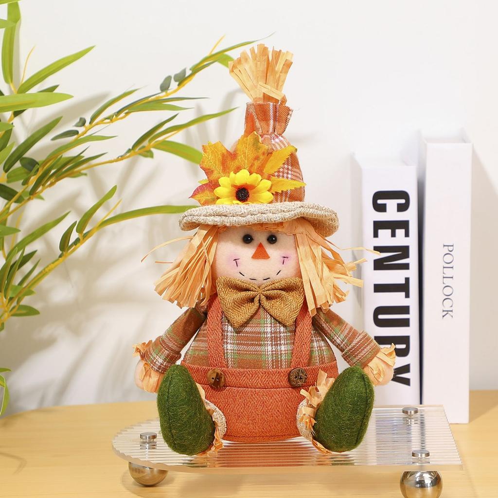 Thanksgiving Creative Rudolf Doll Window Decoration Festival Scarecrow Turkey With Light Doll