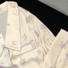 New Ice Silk 2 Pieces Pajamas for Women Autumn Spring Women's Pajamas Set Elegant Ptinting Flower Home Wear Soft Sleepwear