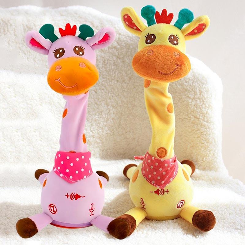 Süßes tanzendes sprechendes Giraffen-Spielzeug, das nachplappert, was Sie sagen, mit 10 Liedern, einstellbarer Lautstärke, schwingende tanzende Giraffe, musikalisch leuchtend