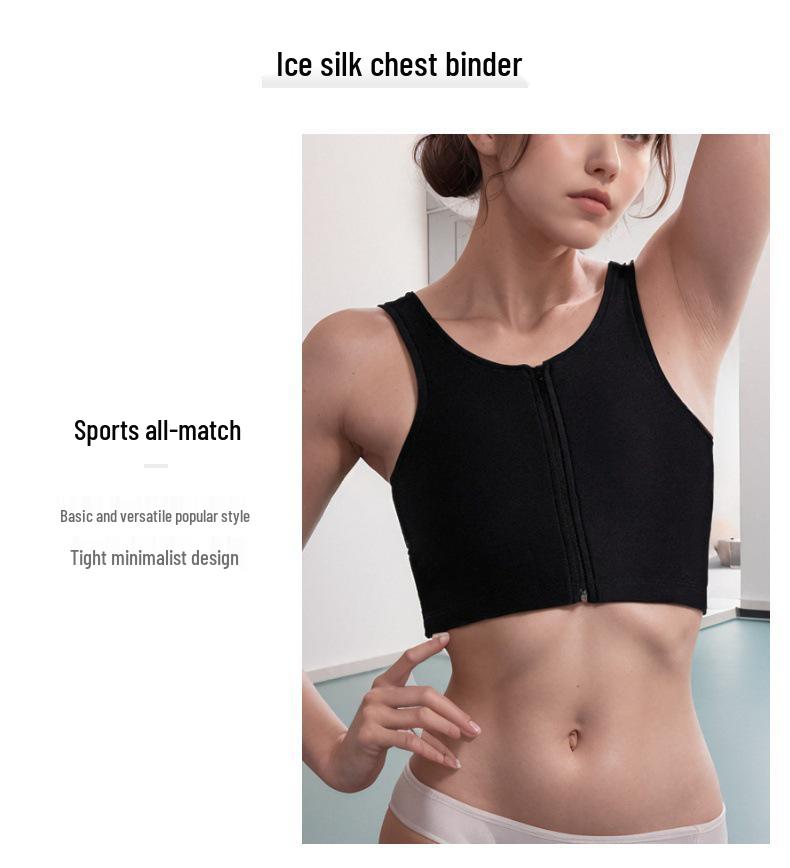 Ice Silk Chest Sculpting Vest for Women - Zipper Binder with Bust Reduction & Body Shaping Features