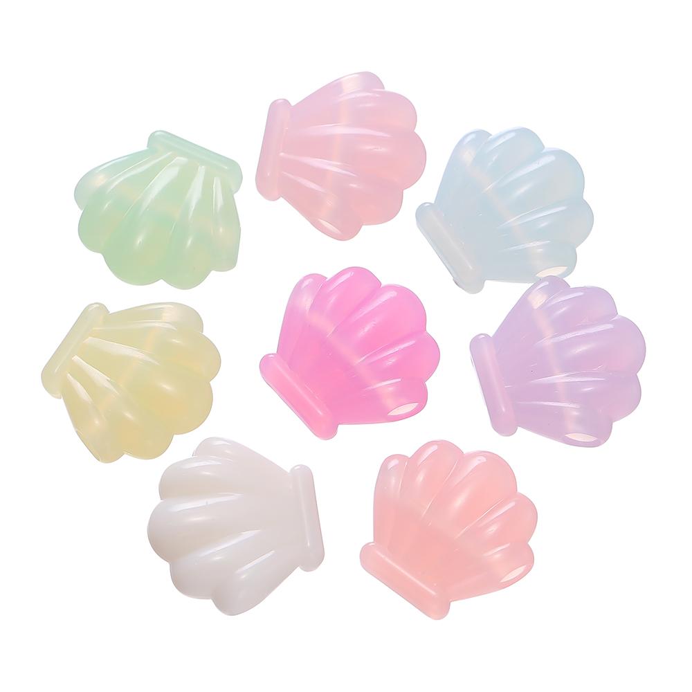 

10pcs/lot Jelly Color Shell Shape Acrylic Beads Necklace Loose Spacer Beads For DIY Jewelry Making Bracelet Handemade Findings 10pcs