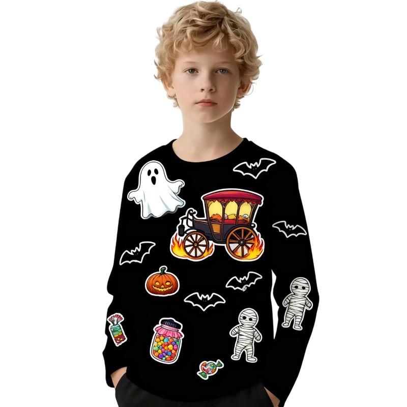 Summer Children's 3D Printed Long Sleeve T-Shirt Fashion Versatile Breathable Trend Casual