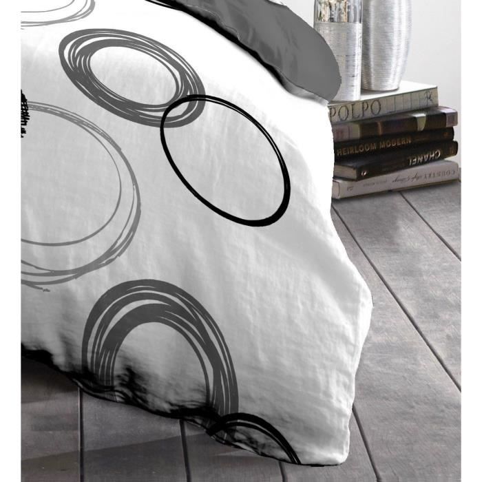 Parure de couette microfibre Audace - 1 housse de couette 140x200 cm + 1 taie d'oreiller 63x63 cm - Gris clair - HOME LINGE PASSION