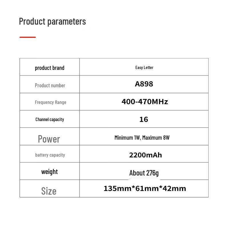Yixin A898 4W Analog Walkie-Talkie (CN version)