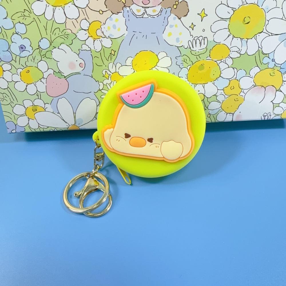 Cute Silicone Coin Purses Zipper Small Pendant Keychains Pouch Portable Cartoon Item Bag Female