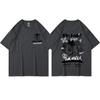 2022 Hip Hop T-Shirt Streetwear Japanese Kanji Funny Cat Print T Shirt Harajuku Cotton Casual Short Sleeve Tshirt Tops