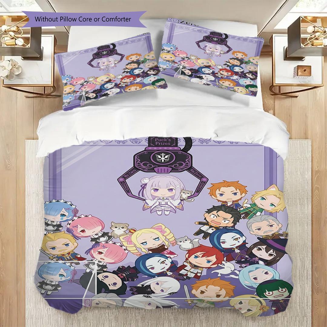 

ReZero Duvet Cover Set & Printed Pillowcase Daily Bedroom Bedding Ornament-kwq370 135x200cm