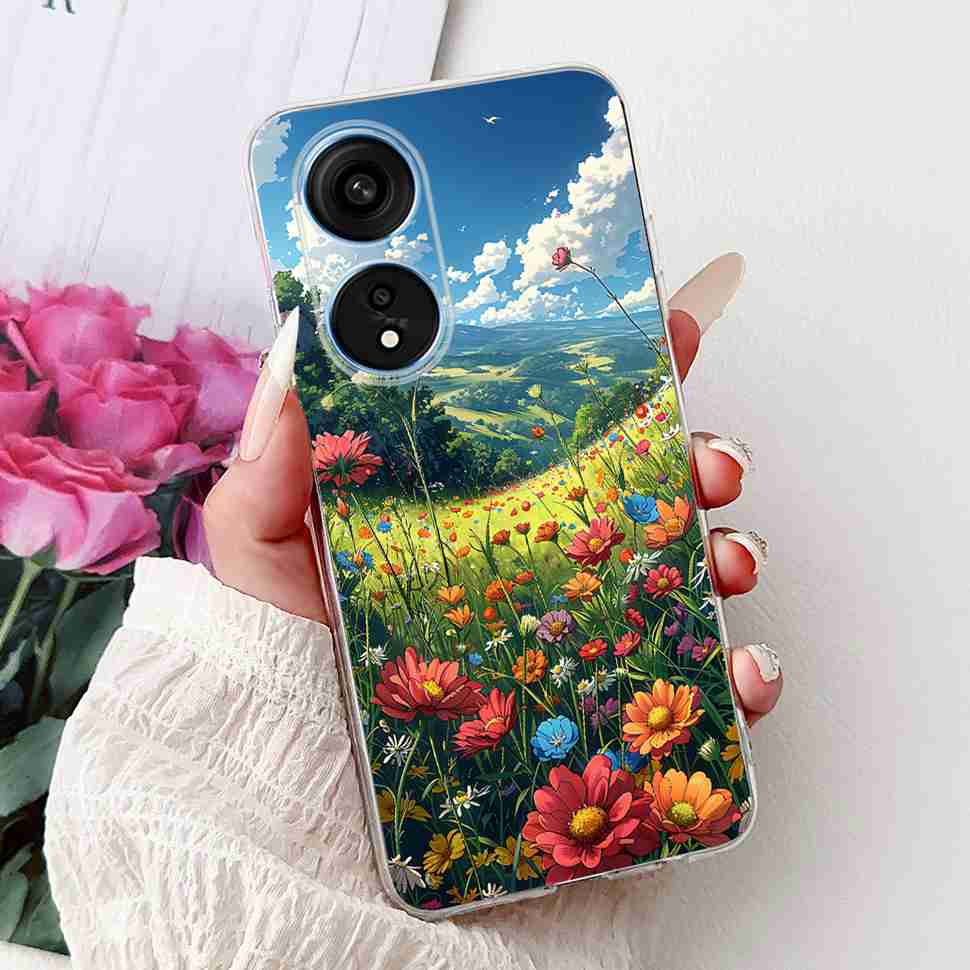 For Oppo A1 Pro 5G 6.7" Case Fashion Flower Painting Soft Silicone TPU Back Cover For Oppo A1 Pro a1 Pro PHQ110 Cases Bumper
